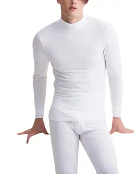 

Yfashion Men's 2Pcs Mock Neck Solid Warm Thick Brushed Thermal Underwear Set