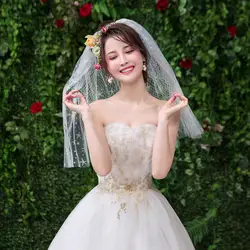 2019 новая Фата для невесты двухслойная сетка простые блестящие короткие дорожные аксессуары для фото свадебные аксессуары