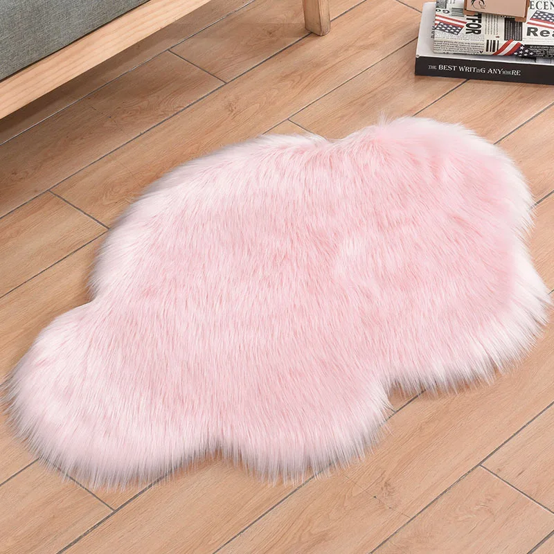 가짜 모피 카펫 패션 구름 모양의 카펫 긴 플러시 무성한 얽히고 설킨 지역 러그 거실 키즈 룸 소파 좌석 커버 룸 매트