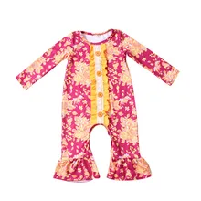 Осенние длинные штаны с длинными рукавами для маленьких девочек; детские леггинсы с цветочным принтом и застежками; комбинезоны; цельнокроеная одежда