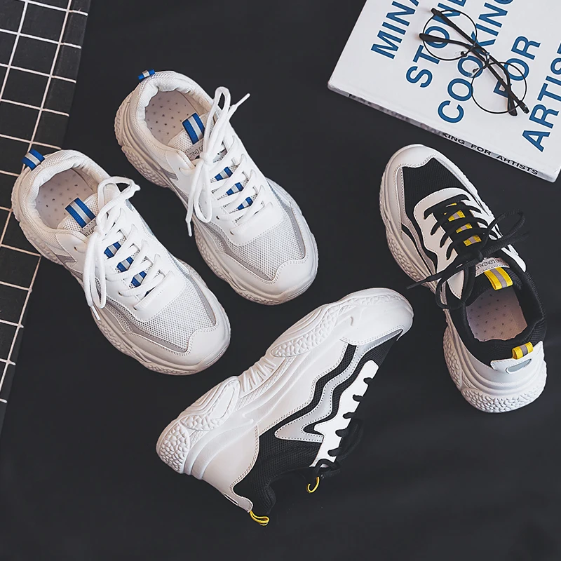 Кроссовки женские массивные на платформе Вулканизированная подошва шнуровке