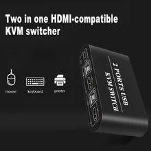 Répartiteur USB KVM pour clavier et souris HD 4K, 2 Ports, multifonction, partage, pour imprimante