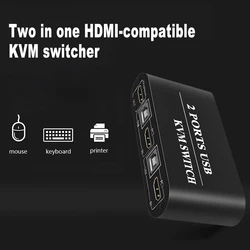 Répartiteur USB KVM pour clavier et souris HD 4K, 2 Ports, multifonction, partage, pour imprimante 