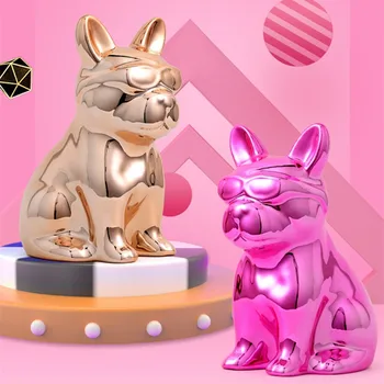 

Modern Art Creative Abstract Dog Money Box Statue French Bulldog Figurine Ceramics Crafts Living Room Decoration Gift R3588