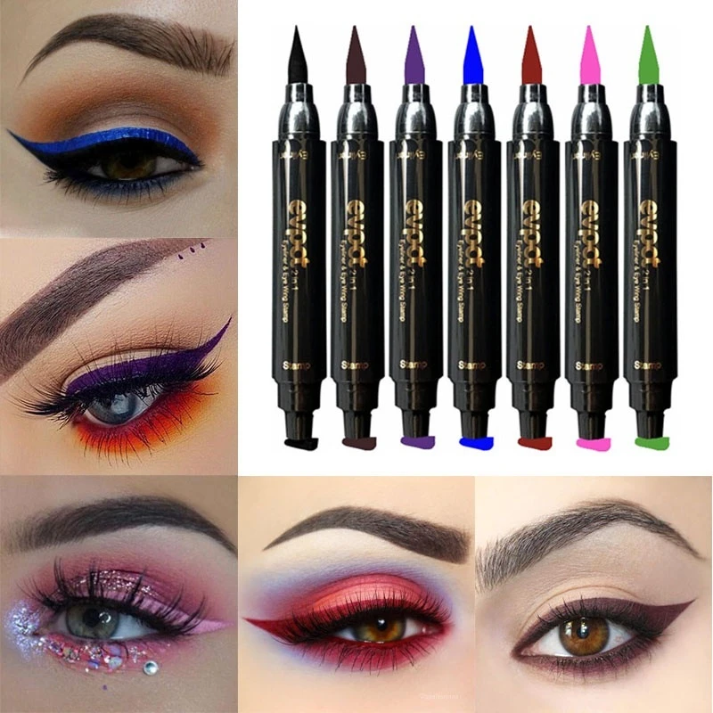 Eyeliner Pencils Liquid Eyeliner Eyeliner Pen Eyeliner Stamps Double headed 2 In1 Eyeliner Stamp Liquid Eyeliner Pencil Makeup Stamps Seal Pen Stamp Eye liner Pencil Waterproof Quick Dry
