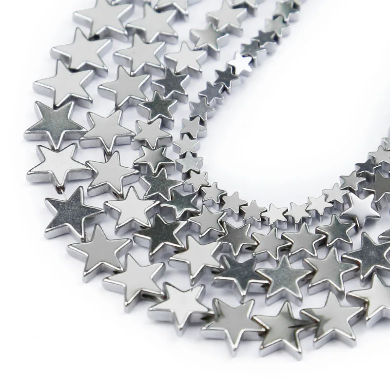 

4/6/8/10mm Silver color Star shape Hematite White Natural Stone loose Spacer beads for Jewelry Making DIY Bracelet Accessories