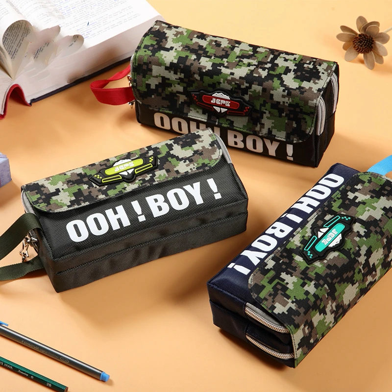 

Creative Pencil Case Large Capacity Pencil Bag Camouflage Style Cartoon Pencil Case Simple Bag Boy Student School Stationery