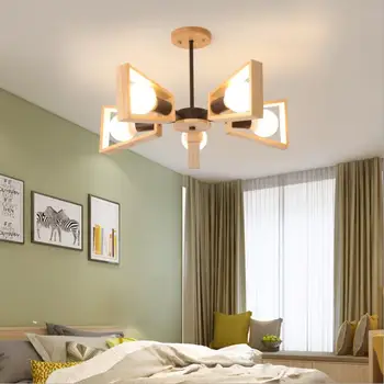 

Black White Modern Chandelier Tree Lighting 3/5/6/8 Lights E27 Windmill LED Nordic Wooden Hanging Light for Living Room Bedroom