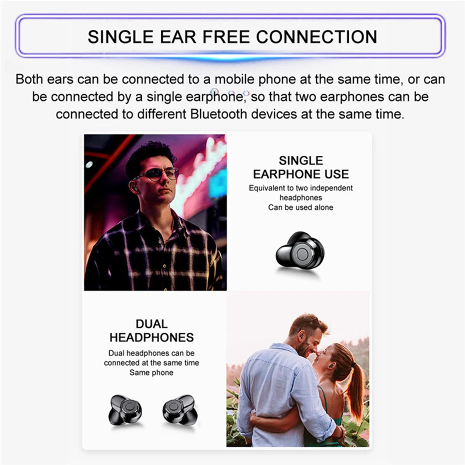 Bluetooth V5.0 Wireless Earphone IPX5 Waterproof Headphones Stereo Sport Earbuds 3500mAh Capacity Headset For iOS Android Phones