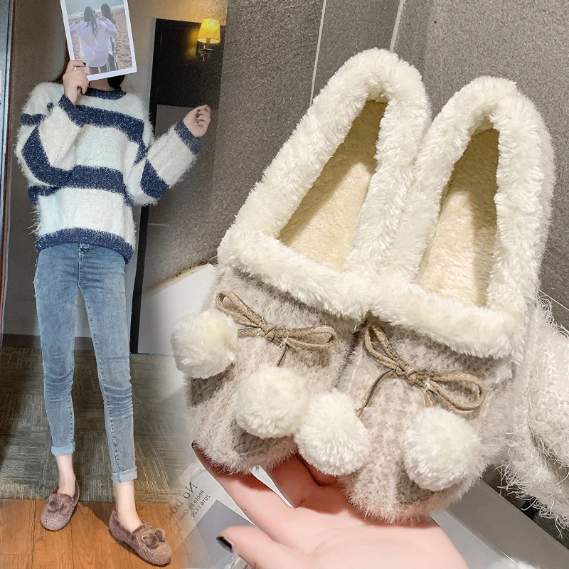 

Women Female Shoe 2019 Fashion Women's Autumn Slip-on Loafers Fur Round Toe Casual Woman Platform Shoes All-Match Dress Modis