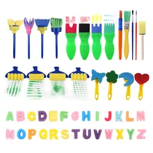 47 шт./упак. красочные губка набор кистей для рисования для детей раннего обучения инструменты для рисования губка набор кистей для макияжа с буквенным принтом