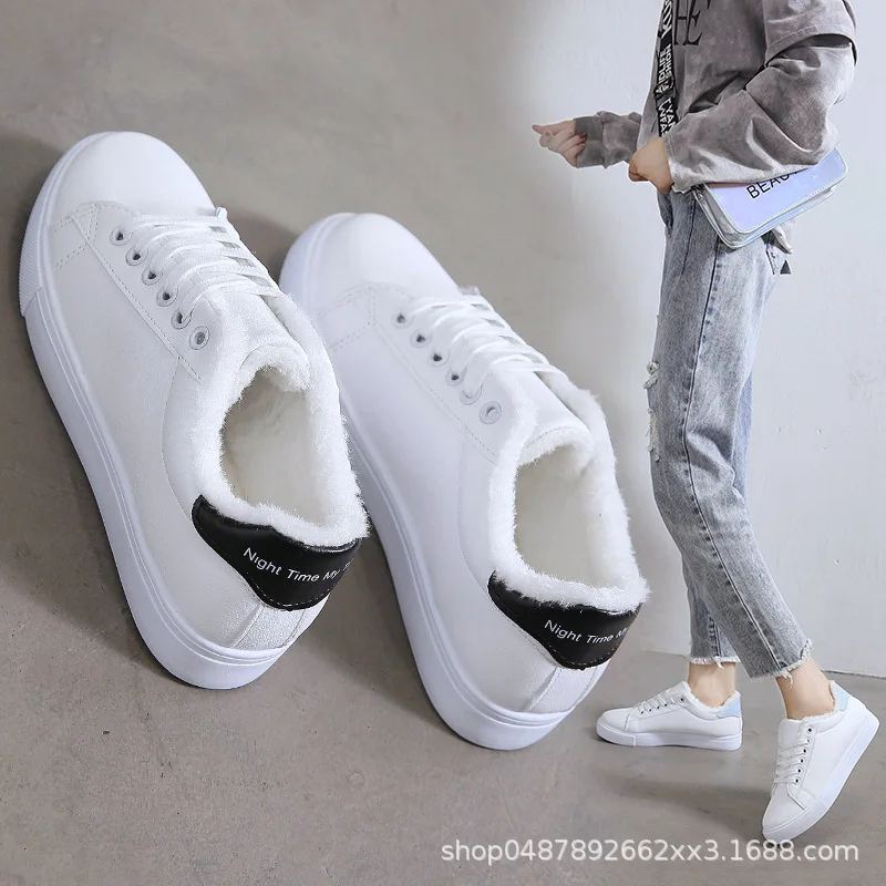 

2019 New Style Korean-style Casual plus Velvet Warm ban xie Versitile Fashion Lightweight Fashion Version White Shoes