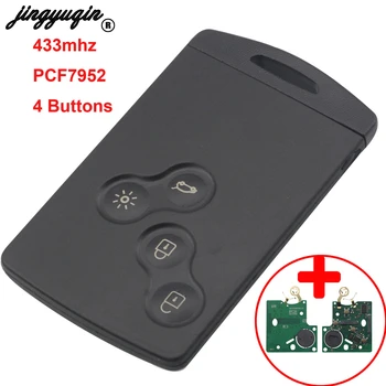 

jingyuqin 4 Buttons Remote Key Smart Card Cover Car Key Fob FSK 433MHZ PCF7952 Chip For Renault Megane Scenic Laguna Koleos Clio