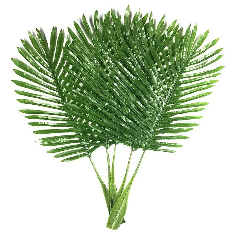 

5 Pack Palm Leaves Fake Faux Artificial Plant Leaves Green Single Leaf Palm for Home Kitchen Party Supplies Tropical Leaves Deco