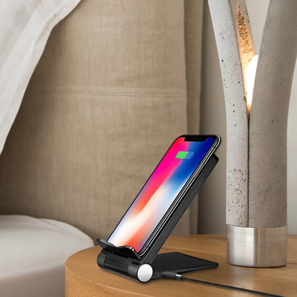 Qi Беспроводной зарядник Быстрая зарядка для iPhone X samsung Galaxy S9 мобильный телефон зарядное устройство для телефона с подставкой