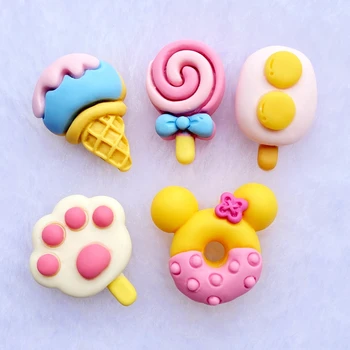 

10Pcs Kawaii Cute Mixed cake popsicle Flat back Resin Cabochons Scrapbooking DIY Jewelry Craft Decoration Accessorie E56