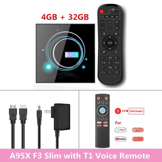 4G 32G T1 Voice RC Android 9,0 Smart tv Box A95X F3 тонкий Amlogic S905X3 4 Гб 64 Гб 8K HD 5,0G WiFi медиа-проигрыватель Google Android tv Box A95X F3 Slim X3 - Цвет: 4G 32G T1 Voice RC