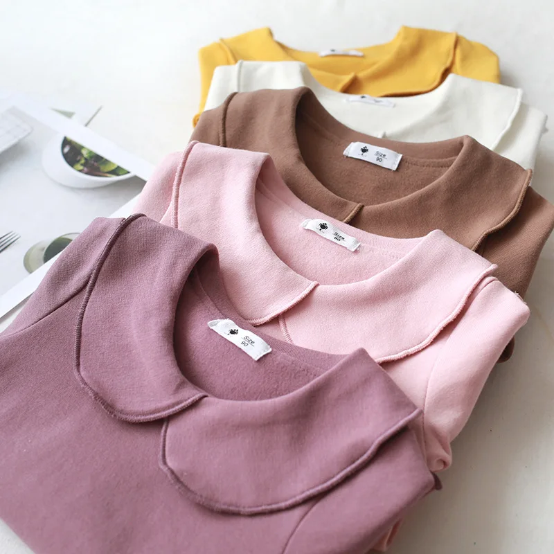 Spring Autumn Girls T Shirt Cotton Tops For Kids Candy colors Children Shirts Long Sleeve Baby Blouse Toddler Bottom Clothing