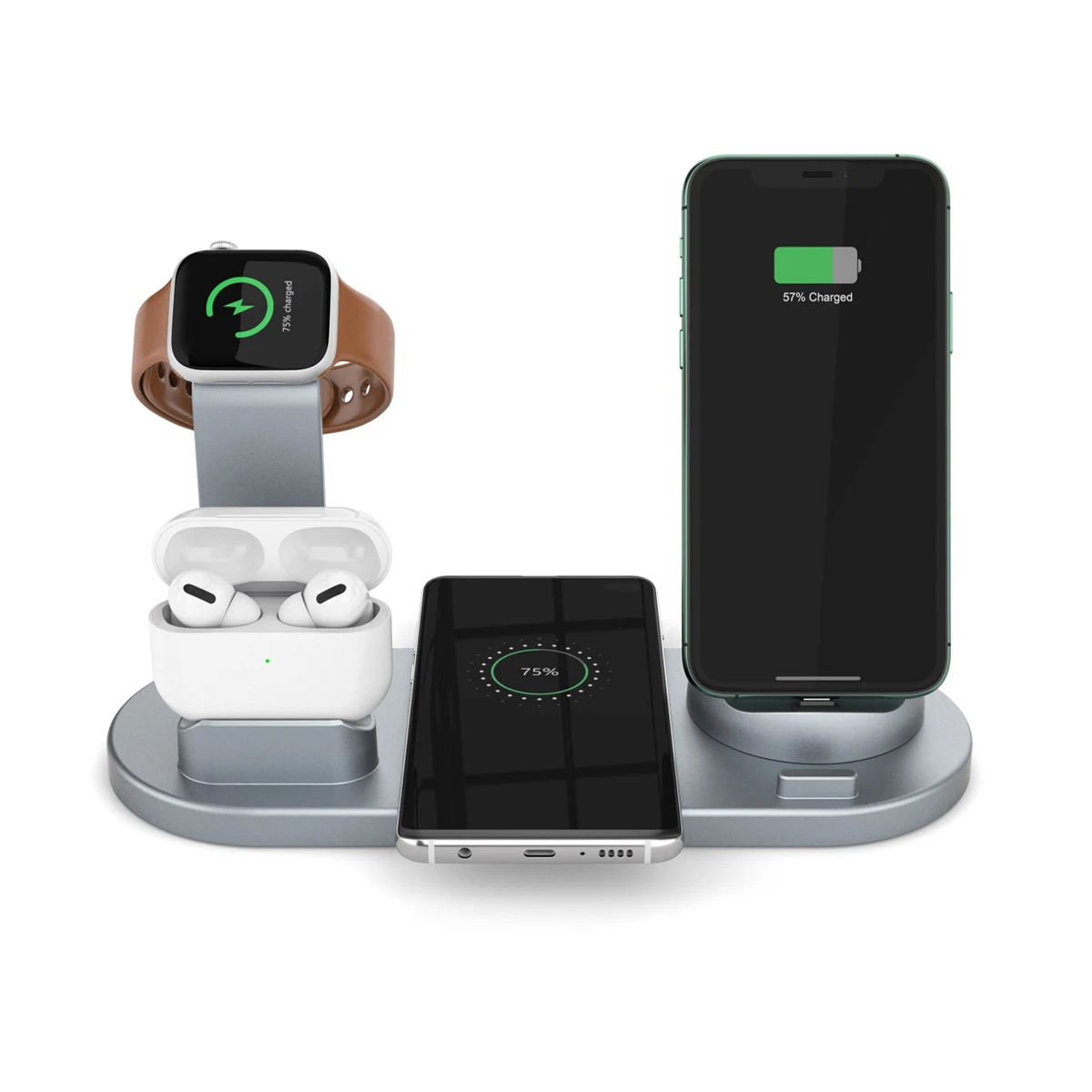 4 в 1 зарядная док-станция держатель для iPhone XS MAX для Xiaomi для Apple Watch для Airpod Dock Беспроводная зарядная подставка крепление для станции
