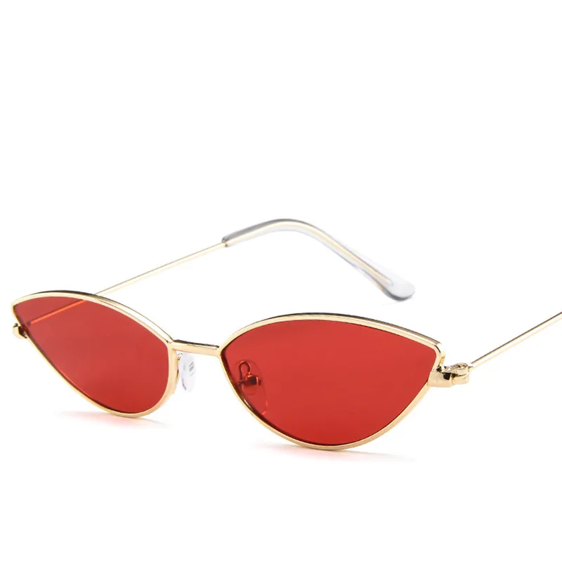 Mew винтажные женские солнцезащитные очки кошачий глаз, маленькие треугольные солнцезащитные очки, модные цветные линзы, женские очки с металлической оправой UV400