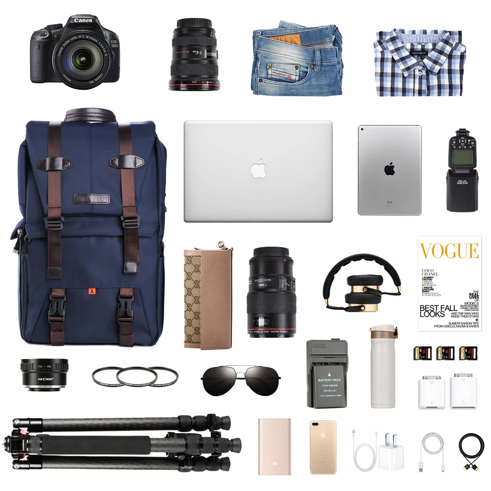  K&F CONCEPT Multifunctional DSLR Camera Travel Backpack for Outdoor Photography Waterproof 10.63*6.