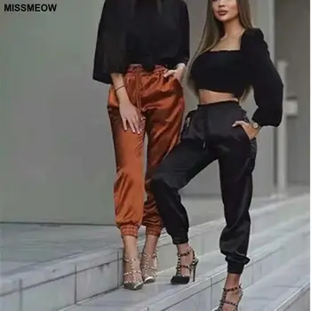 

MISSMEOW Women's Casual High Waist Harem Pants Lace Up Pants Pantalon Femme Trousers Women joggers pants pantalones de mujer