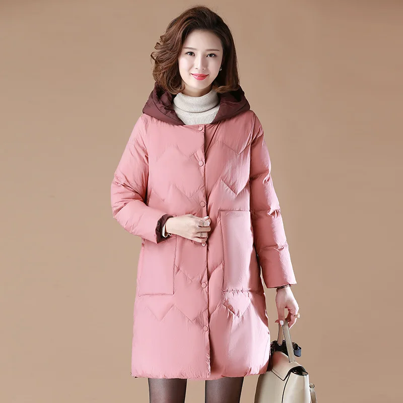 

Middle-aged Women's Winter down Jacket Cotton-padded Clothes Coat Young Mother Mid-length Cotton-padded Clothes Middle-aged Thic