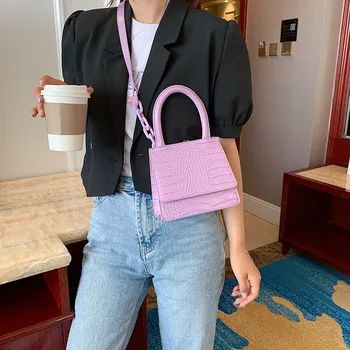 

Crocodile Pattern Crossbody Bags For Women Mini Chain Design PU Leather 2020 Fashion Shoulder Handbags Female Travel Totes