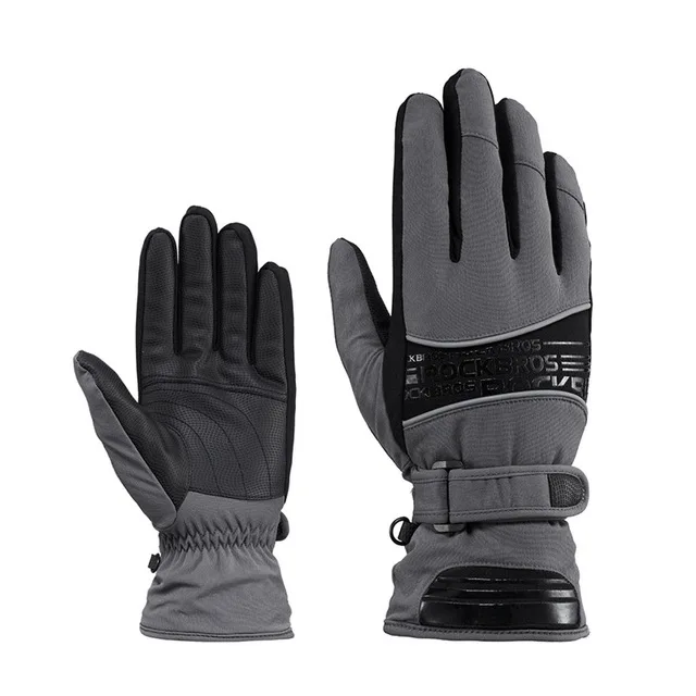 S132 Gray ROCKBROS-40 градусов теплозащитные лыжные перчатки мужские и женские зимние лыжные флисовые водонепроницаемые сноубордические Перчатки велосипедные мотоциклетные теплые варежки - Цвет: S132 Gray