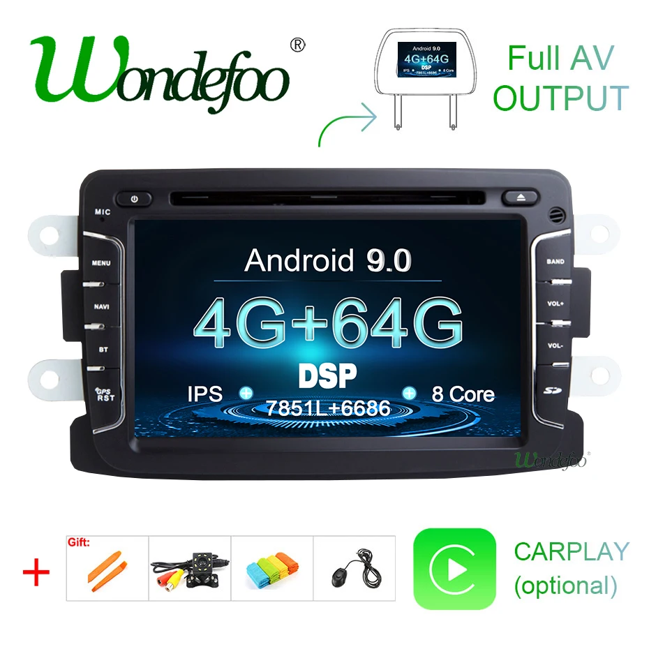 Ips DSP Android 9,0 4G 64G Автомобильный gps для Dacia Sandero Duster Captur Lada Xray 2 Logan 2 DVD плеер приемник ПК