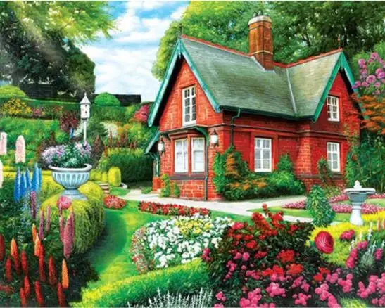 DIY Landscape Diamond Embroidery Flower House Draw Cross-stitch Square /Round Rhinestone Mosaic Home Decoration Gift | Дом и сад