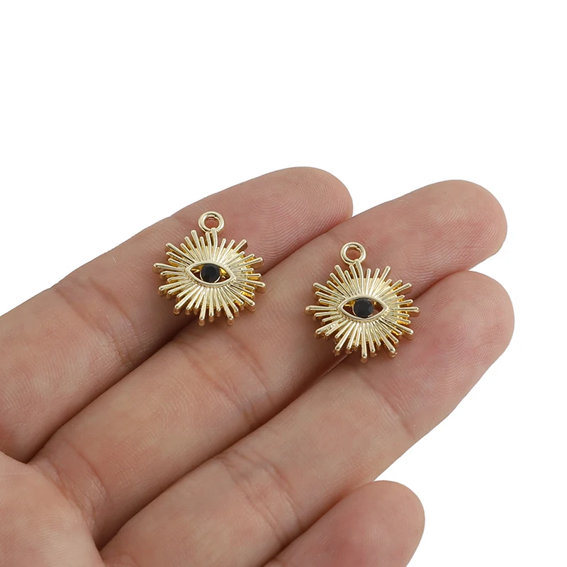 

10Pcs Zinc Alloy KC Gold Evil Eye charm Rhinestones Print Pendant For DIY Earring Necklace Jewelry Making Findings Accessories