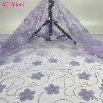 

French Embroidered Tulle Lace Africa Sequins Mesh Lace Fabric Sewing for Party Wedding Dress Beautiful French Tulle Lace S667