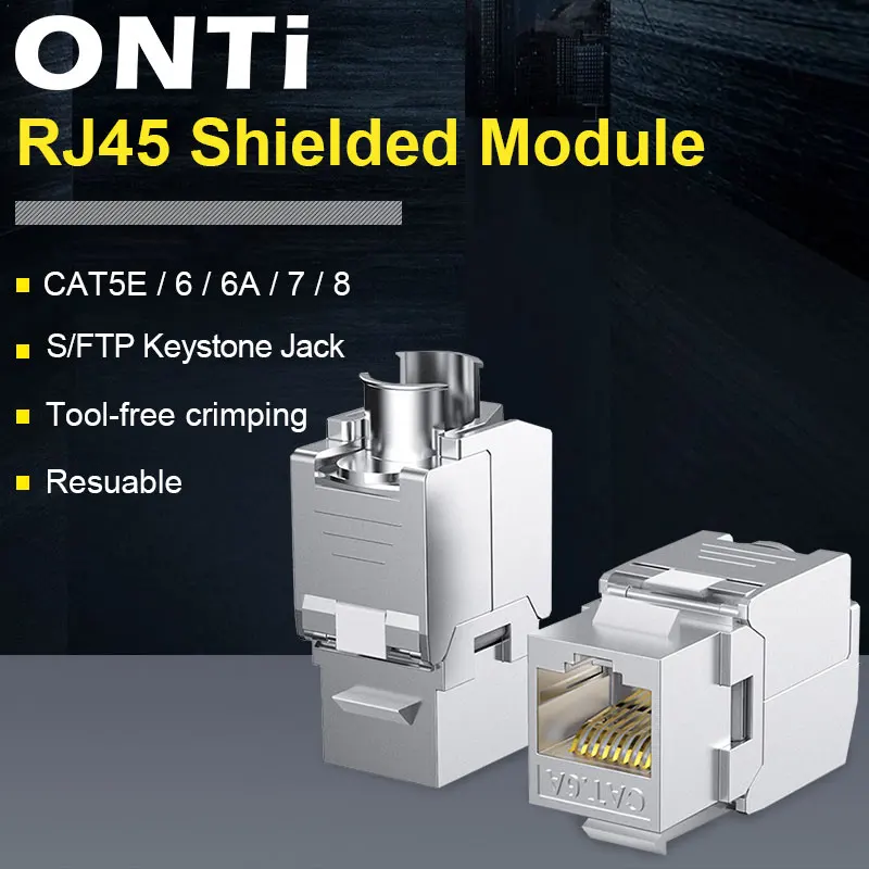 Ferramenta-menos Stp Blindado Keystone Jack Módulo Auto-locking Cat7 Cat6a Cat6 Cat5e Rede de Liga de Zinco Adaptador Acoplador Onti-rj45 Cat8