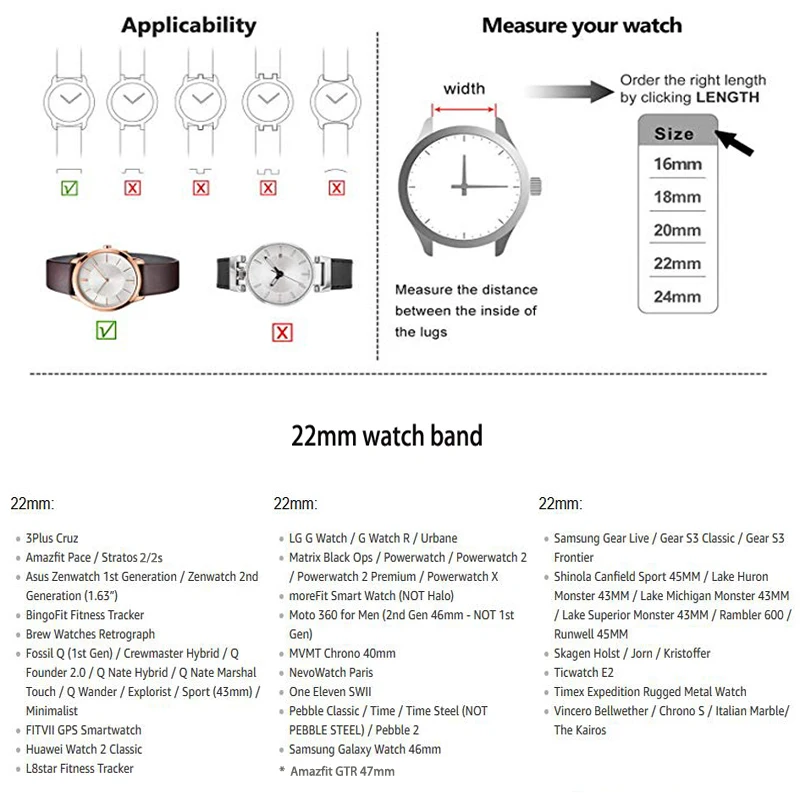 22 мм браслет из натуральной кожи для Amazfit GTR/GTS/Amazfit Stratos сменный ремешок аксессуары пружинная игла быстросъемный