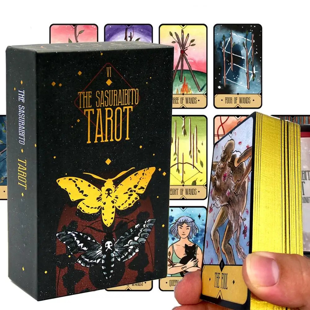 The Sasuraibito Tarot 78 Card Deck and 63-page guidebook Original Divination Gilt edge beautiful sturdy lidded box featuring CN | Спорт и