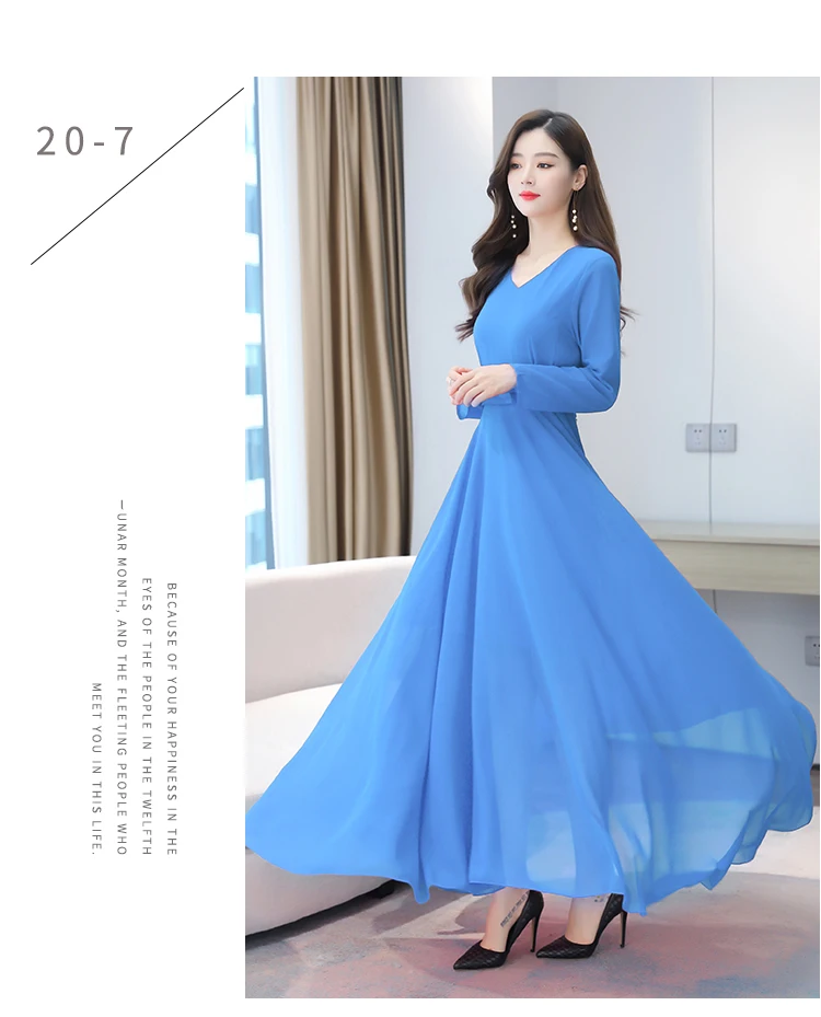 Autumn Winter Vintage Chiffon Boho Midi Dress 2020 4XL Plus Size Sexy Casual Maxi Dresses Women Party Long Sleeve Black Vestidos