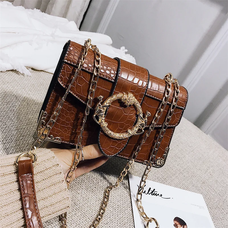 

Korean-style Stone Pattern Stereo Square Sling Bag Double Monkey Fishing Gold Magnetic Snap Shoulder Oblique WOMEN'S Bag