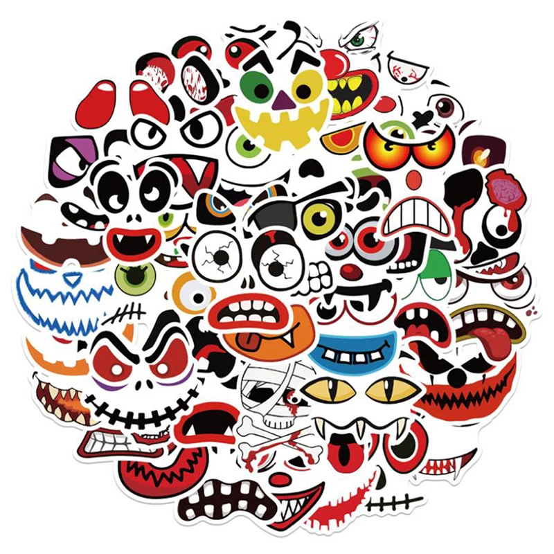 50Pcs Halloween Pumpkin Phiz Graffiti Sticker For Guitar Laptop Helmet | Игрушки и хобби