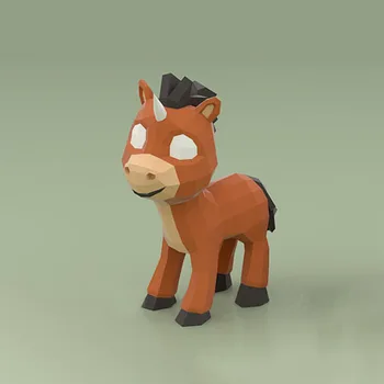 

Unicorn 3D Paper Model DIY Cartoon Three-dimensional Animal Paper Mold Kindergarten Handmade Children's Educational Toy Model