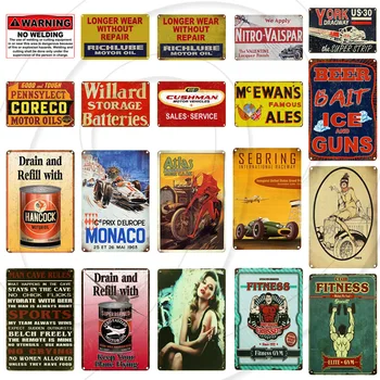 

Vintage Fitness Retro Plates Pub Bar Barber Shop Coffee Tavern Restaurant Livingroom Home Decor Tin Sign Wall Sticker