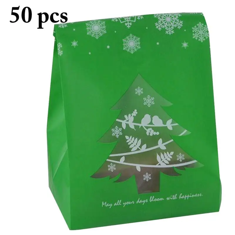 

50PCS Christmas Candy Biscuits Bags Decorative Xmas Tree Gift Wrap Bag Party Favor Bag Party Gift For Children Christmas Supply