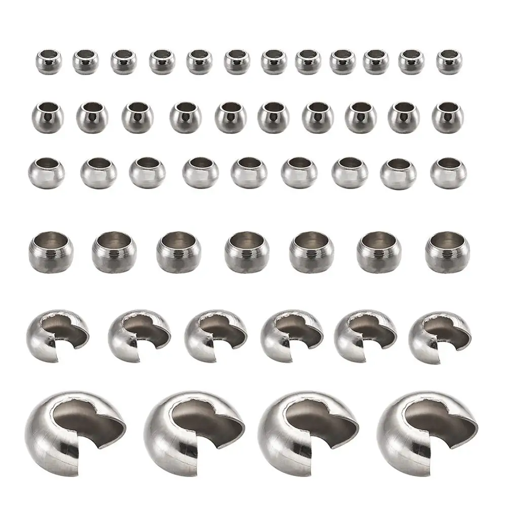 1 Box 304 Stainless Steel Crimp Beads with Crimp Beads Covers Beads 1