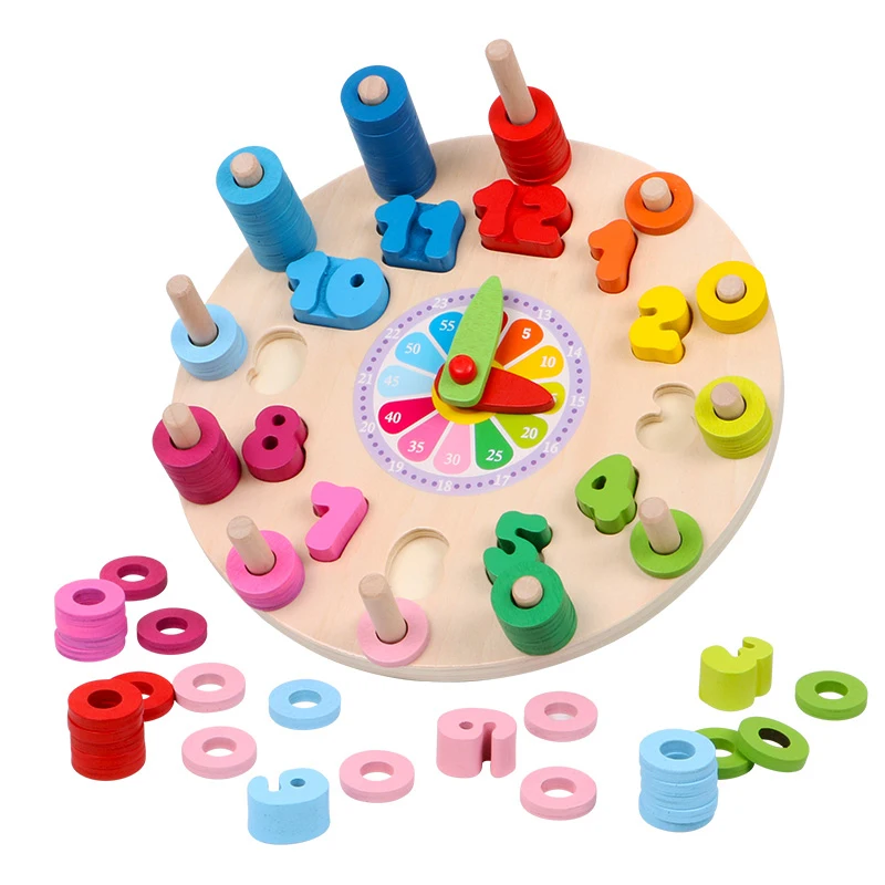 

Montessori Educational Toys Digital Logarithm Clock Pairing Calculation Circle Children Wooden Early Education Toy Kindergarten