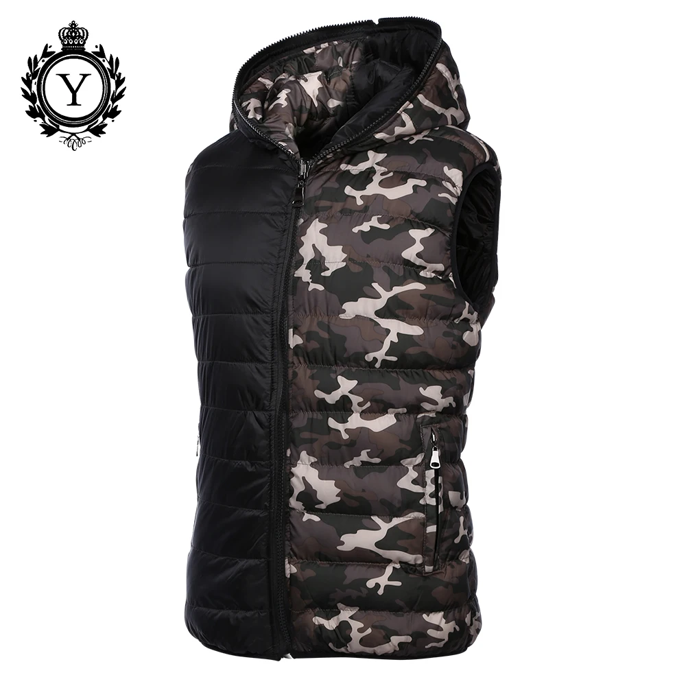 COUTUDI, новинка, мужской жилет, камуфляжный, зимний, хлопок, без рукавов, куртки, Реверсивный, стильный, куртка, жилет, теплый, водонепроницаемый, пуховик