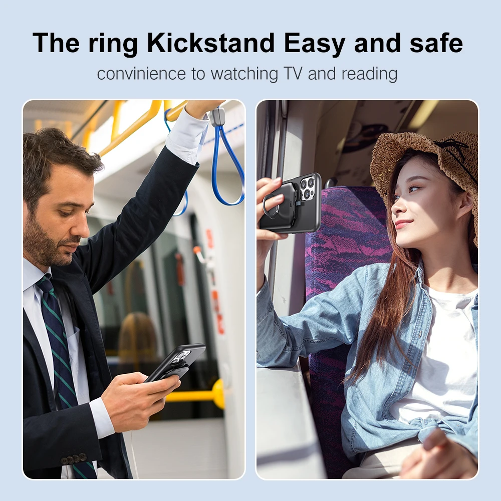 CASEIER Magnetic Wireless Backup Power Bank For iPhone 12 Mini Pro Max Kickstand Ring Thin Portable Charger Powerbank Banked