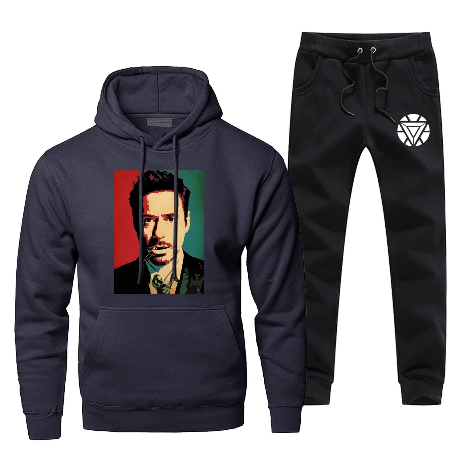 Tony Stark, Железный человек, толстовка с капюшоном, брюки, набор, Мужская толстовка, мужские толстовки, свитшоты, мужские комплекты, два предмета, штаны, пуловер, пальто супергероя