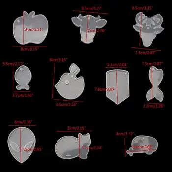 

2020 New 10Pcs Keychain Pendant Silicone Resin Mold Aliens Cat Epoxy Resin Jewelry Making