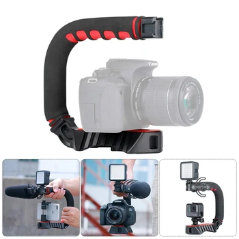 

Camera Universal Stabilizer Handle Grip w 3 Cold Shoe Mounts for iPhone Samsung OnePlus 7 / Sony DSLR Camera / DJI OSMO Action