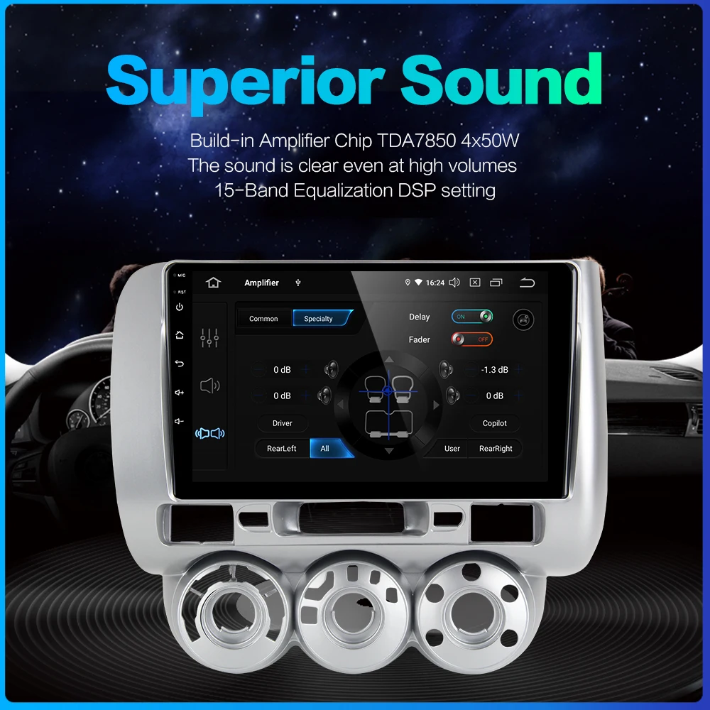 Автомобильный радиоприемник 1 din Android 9,0 для Honda Jazz Fit 2004 2005 2006 2007 2008 gps навигации " 1080 P аудио TDA7850 HDMI DSP
